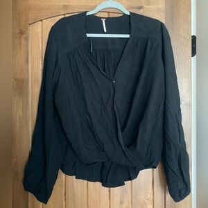 Free People Check On It Wrap Top in Black